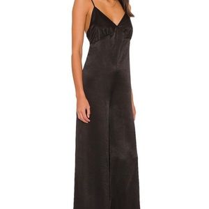 Slipped Sateen Wide Leg Jumpsuit